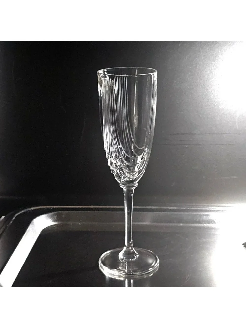 RCR Magnolia Champagne Flute cut swags design Royal Crystal Italian Art Deco 199